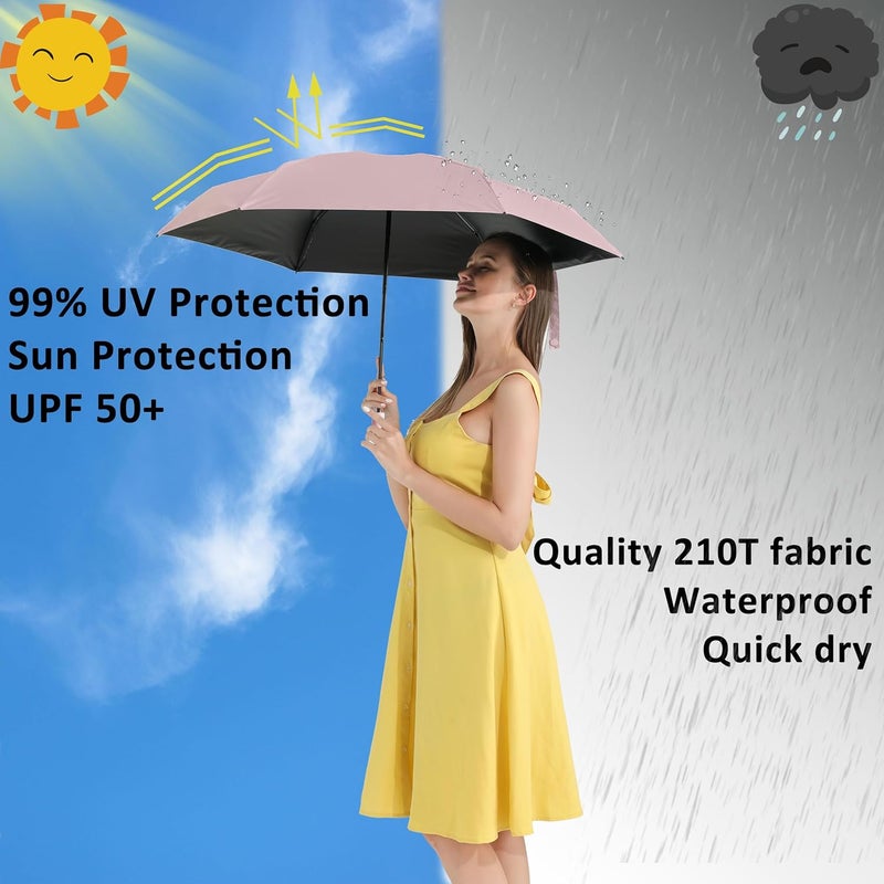 BAODINI Small UV Protection Travel Umbrella Compact for Rain and Sun UPF 50+ Windproof Portable 42 inch Umbrella for Women and Men - Image 2